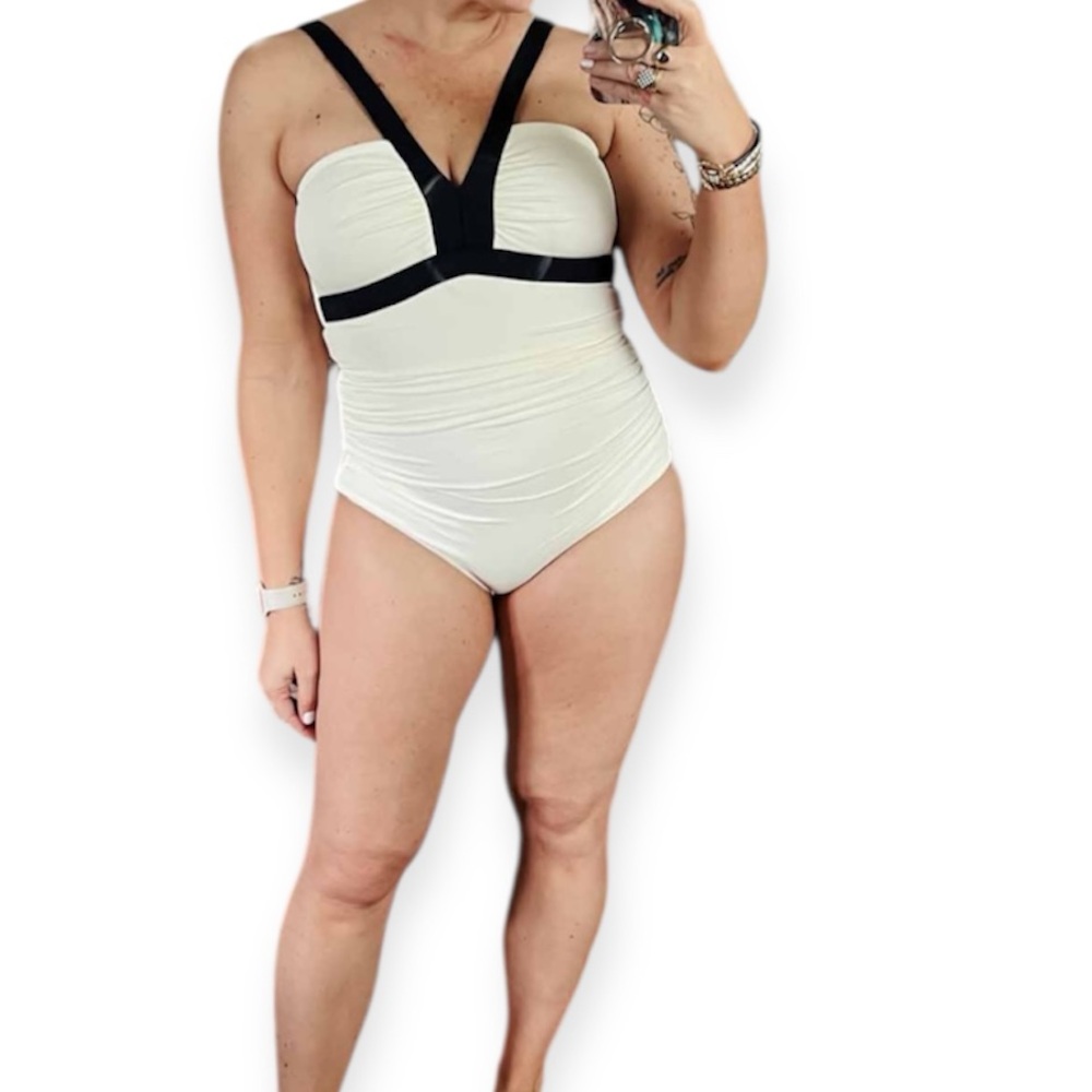 Boden Corsica Black and Ivory Women Swimsuit One Piece Size 10 Regular - Picture 15 of 15